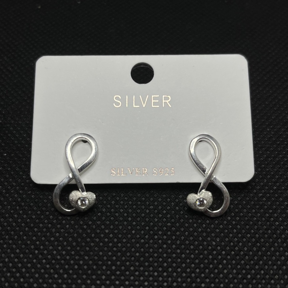 S925 Sterling Silver Infinity Heart Stud Earrings Love Jewelry